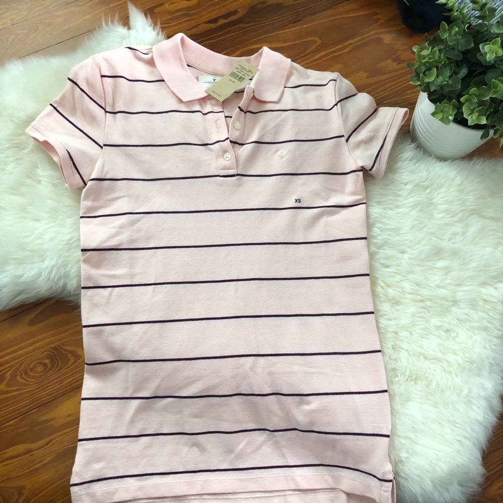 American Eagle Striped Slim Fit Polo